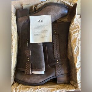 UGG Dark Brown Leather Boots - Women’s Size 10